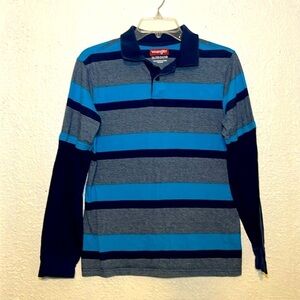 Wrangler blue striped shirt, boys size XL 14–16
